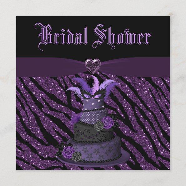 Diva Cake & Printed Zebra Glitter Bridal Shower Invitations
