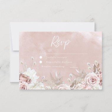 Divine Beautiful Dusty Rose Blush Wedding RSVP Card
