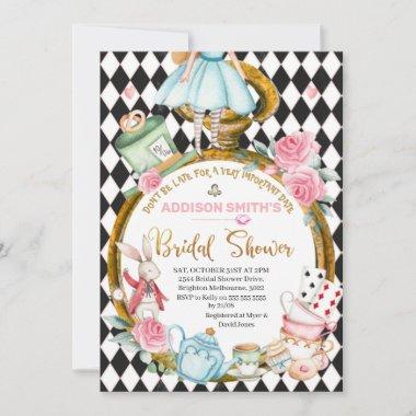 Don't Be Late Alice In Wonderland Bridal Shower Invitations