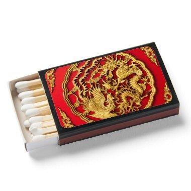 Dragon Phoenix Red Gold Chinese Wedding Matchboxes