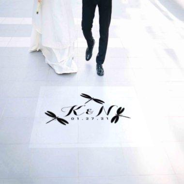 Dragonflies Initial Logo Wedding Floor Decals