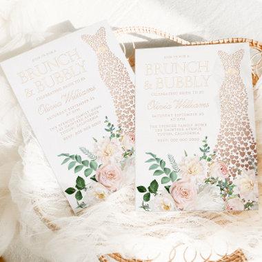 Dress & Flowers Brunch & Bubbly Bridal Shower Foil Invitations