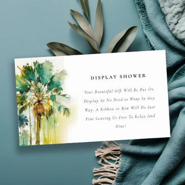 Dusky Green Tropical Palm Tree Display Baby Shower Enclosure Invitations