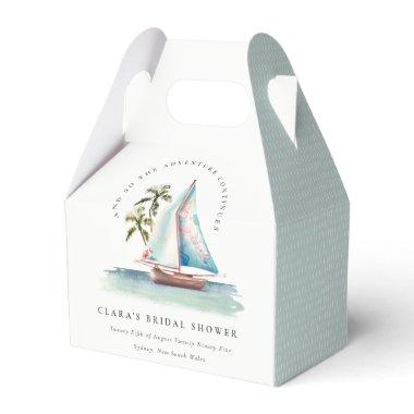 Dusky Teal Sailboat Palm Seascape Bridal Shower Favor Boxes