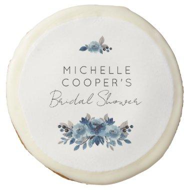 Dusty Blue and Navy Floral Sugar Cookie