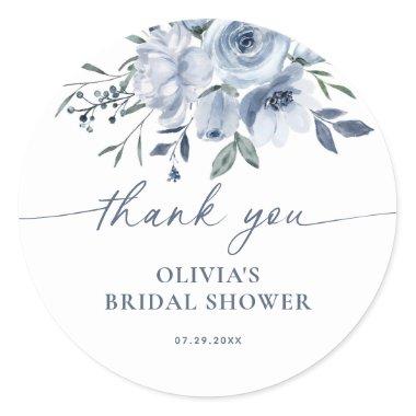 Dusty Blue Bridal Shower Thank You Classic Round Sticker
