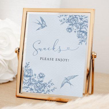 Dusty Blue Chinoiserie Bridal Shower Snacks Sign