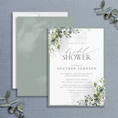 Dusty Blue Eucalyptus Botanical Bridal Shower Invitations