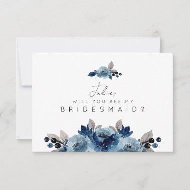 Dusty Blue Floral Bridesmaid Invitations