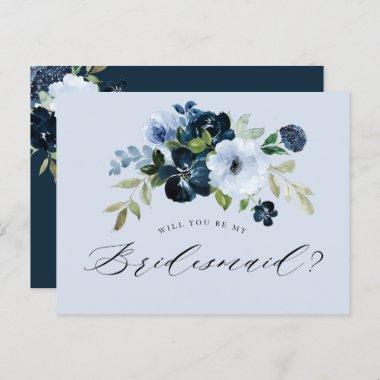 dusty blue floral bridesmaid proposal Invitations