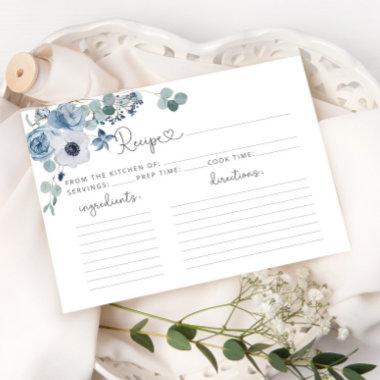 Dusty blue floral recipe Invitations