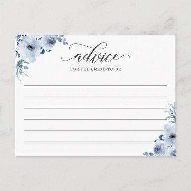 Dusty Blue Flowers Advice and Wishes Invitations