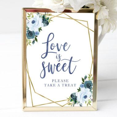 Dusty Blue Gold Floral Love Is Sweet Sign