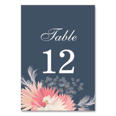 Dusty Blue Tropical Orchid Wedding Table Number