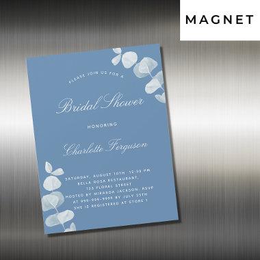 Dusty blue white eucalyptus luxury bridal shower magnetic Invitations