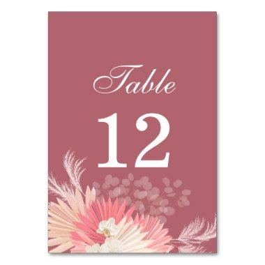 Dusty Pink Tropical Orchid Wedding Table Number