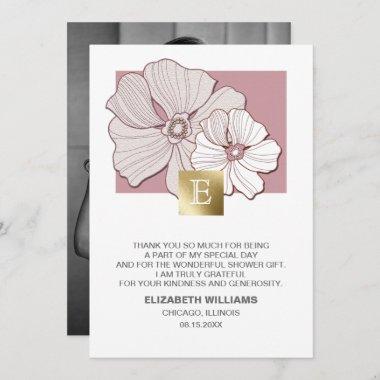 Dusty Rose Bridal Shower Thank You Photo Invitations