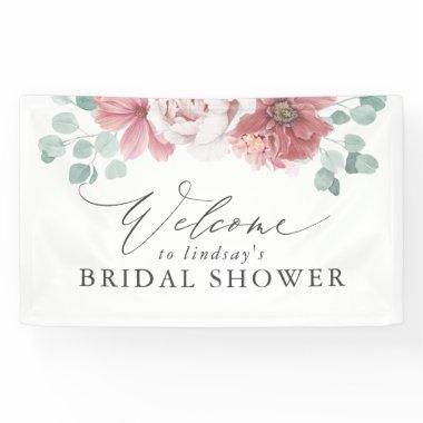 Dusty Rose Floral Bridal / Baby Shower Welcome Banner