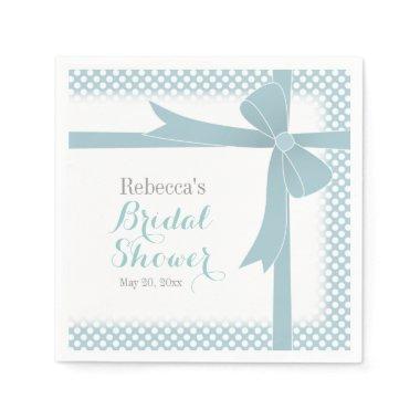 Dusty Teal Bow Bridal Shower Napkins
