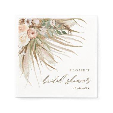 Earthy Dried Pampas Grass Floral Wedding Bridal Napkins