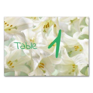 Easter lilies bridal shower table number