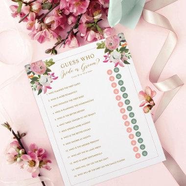 Editable Shower Game Pink Floral Bride Groom Y/N
