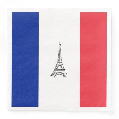Eiffel Tower French Flag Themed Party Paper Napkin