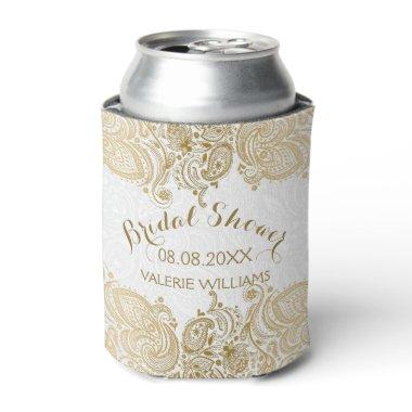 Elegant And White Paisley Lace Can Cooler