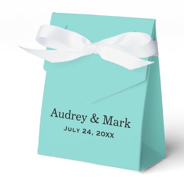 Elegant Aqua Blue Custom Wedding Monogram Favor Box
