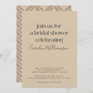 Elegant Art Deco Design Sand Black Bridal Shower Invitations