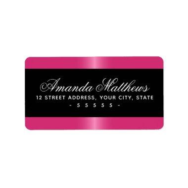 Elegant black and pink satin border label