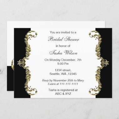 Elegant black gold Bridal Shower Invites