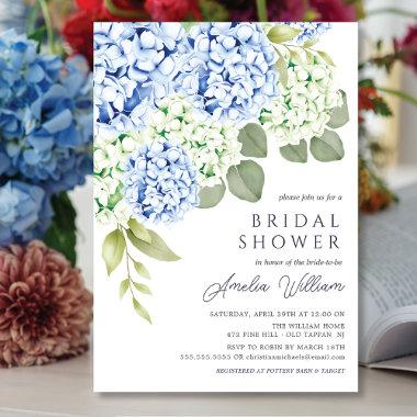 Elegant Blue Hydrangea Bridal Shower Invitations