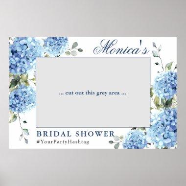 Elegant Blue Hydrangea Bridal Shower Photo Prop Poster