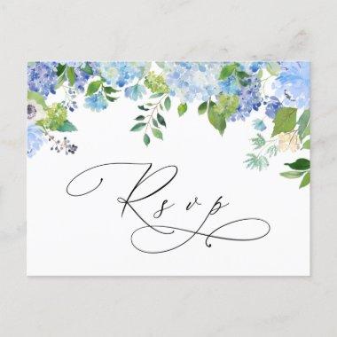 Elegant Blue Hydrangea Watercolor Wedding RSVP PostInvitations