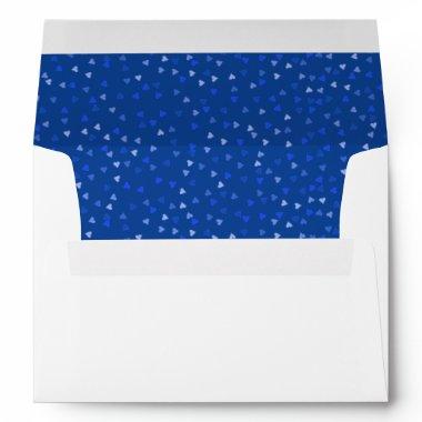 Elegant Blue Love Hearts Confetti Return Address Envelope