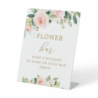 Elegant Blush Floral Bouquet Flower Bar Poster Pedestal Sign