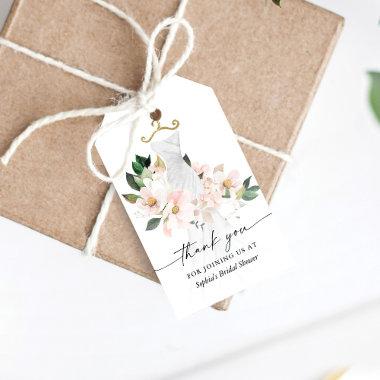 Elegant Blush Floral Dress Bridal Shower Favor Gift Tags