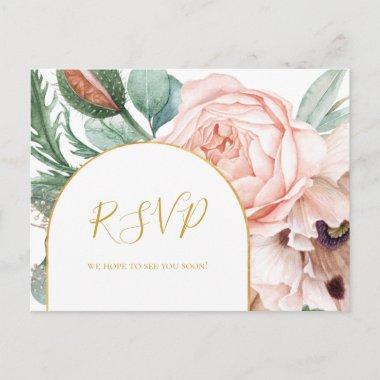 Elegant Blush Floral Garden | Wedding RSVP PostInvitations