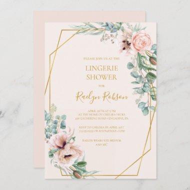 Elegant Blush Floral | Pastel Lingerie Shower Invitations