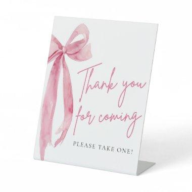 Elegant Blush Pink Bow Thank You For Coming Sign