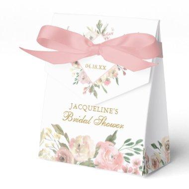 Elegant Blush Pink Gold Peony Floral Bridal Shower Favor Boxes