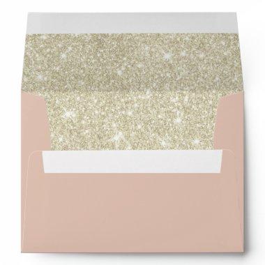 Elegant Blush Pink & Shimmer Ivory Glitter Envelope