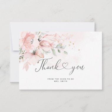 Elegant blush roses bridal shower thank you Invitations