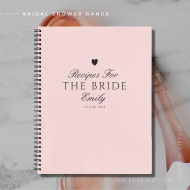Elegant Blush Script Bridal Shower Gift Recipe Notebook