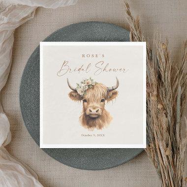 Elegant Boho Highland Cow Bridal Shower Napkins