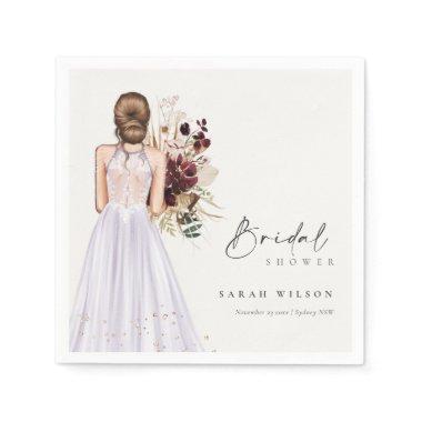 Elegant Boho Lilac Wedding Gown Bridal Shower Napkins