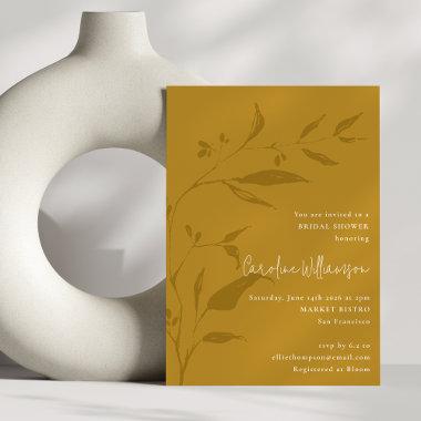 Elegant Botanical Mustard Boho Chic Bridal Shower Invitations