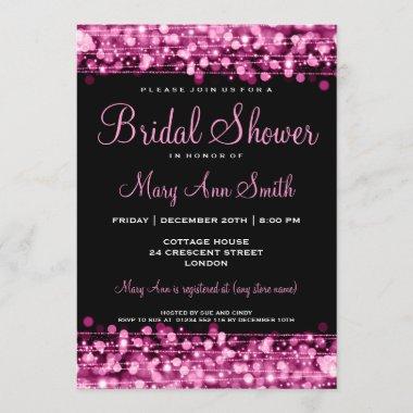 Elegant Bridal Shower Party Sparkles Pink Invitations