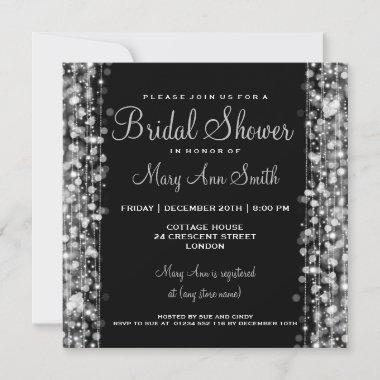 Elegant Bridal Shower Party Sparkles Silver Invitations